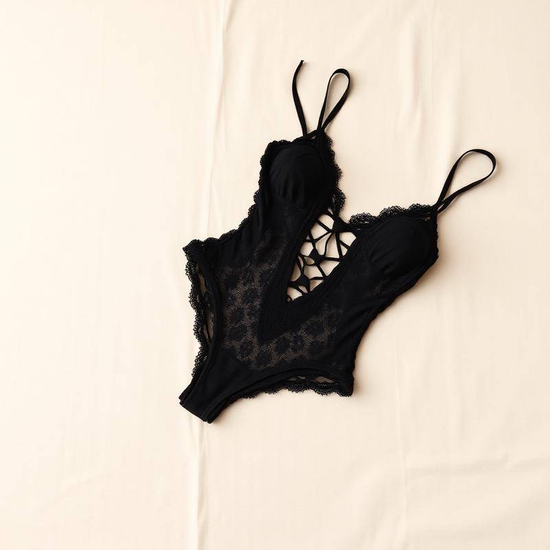 Aranmei Hollow Out Floral Lace Teddy